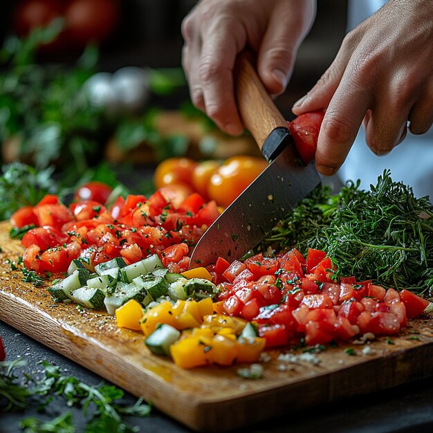 Шеф подготавливает ингредиенты